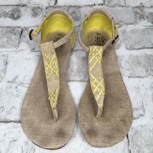 TOMS Playa Sandals Yellow Burlap